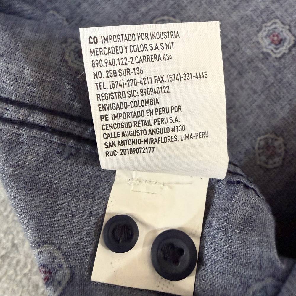 NWT American Eagle Corduroy Button Up Shirt Mens Small Navy Medallion Print LS - Picture 8 of 11